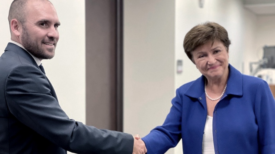 El ministro de Economía, Martín Guzmán, y la titular del FMI, Kristalina Georgieva.