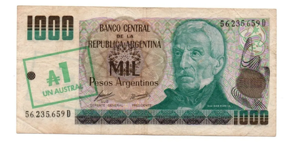 El Austral reemplazó al Peso Argentino de la dictadura cívico militar.