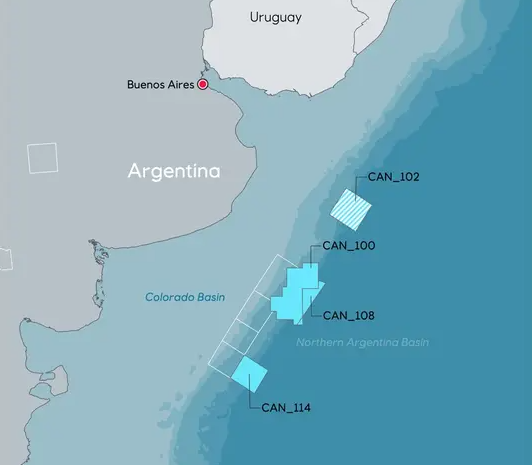 Las áreas donde las empresas Equinor e YPF llevarían a cabo la explotación petrolera en las costas bonaerenses.