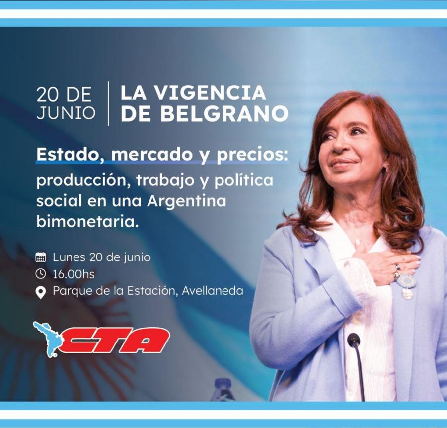 La vicepresidenta Cristina Kirchner asistirá a un acto en Avellaneda por el Día de la Bandera.