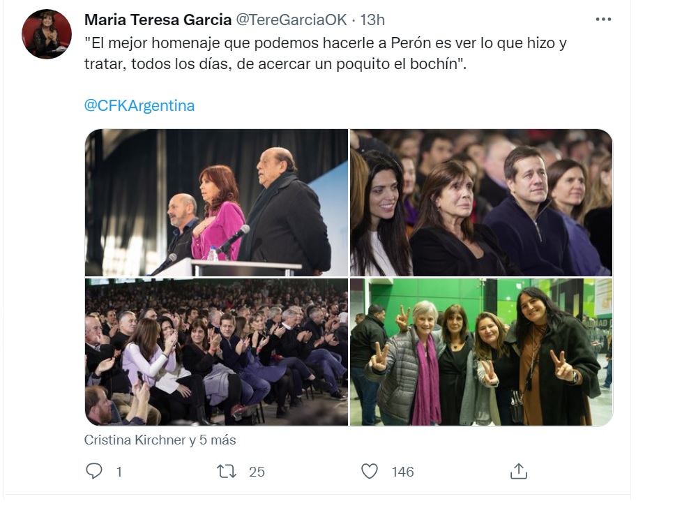 Teresa García presenció el discurso de Cristina Kirchner en Ensenada, mientras Martín Guzmán renunciaba.