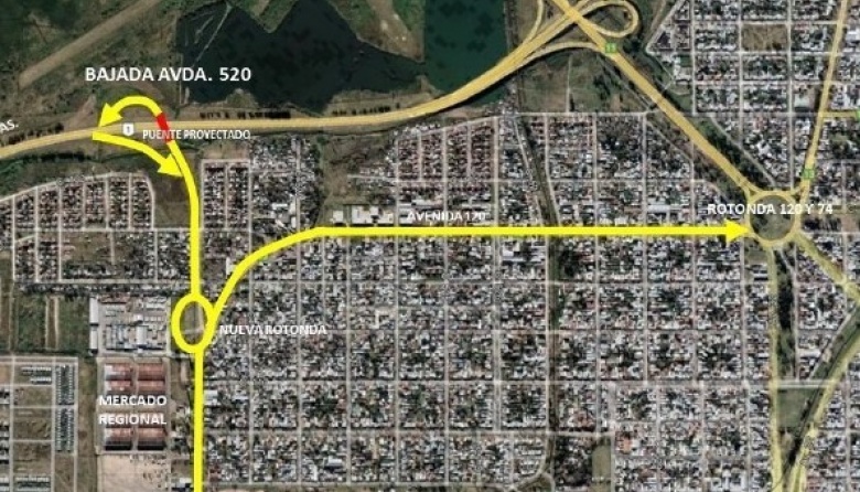 El proyecto de la Universidad Nacional de La Plata impulsa hacer una nueva bajada de la avenida 520 en la autopista La Plata Buenos Aires.