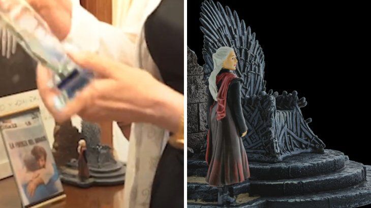 En el escritorio de la vicepresidenta Cristina Kirchner se visualiza una escultura pequeña de un personaje de Game of Thrones.