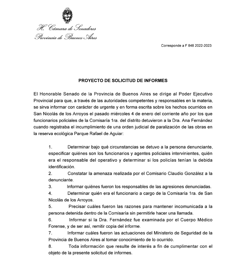 El pedido de informes de los legisaldores bonaerenses lilitos por la detención de la abogada de San Nicolás.