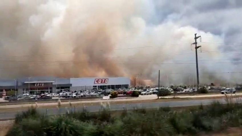 El incendio en Villa Gesell afectaba este mediodía la vegetación de los campos linderos al hipermercado ubicado en la Ruta 11.