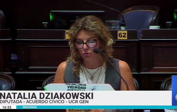 La legisladora Natalia Dziakowski - integrante de la Unión Cívica Radical (UCR) - GEN