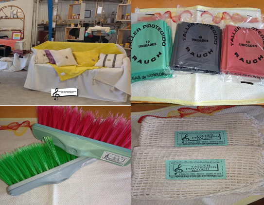 En el taller protegido de Rauch, los operarios fabrican bolsas de polietileno, rejillas, escobillones y trapos de pisos.